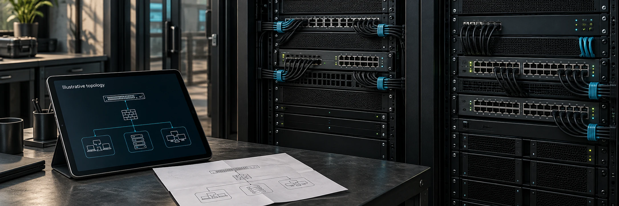 Enterprise switching, structured ethernet connections and network security equipment